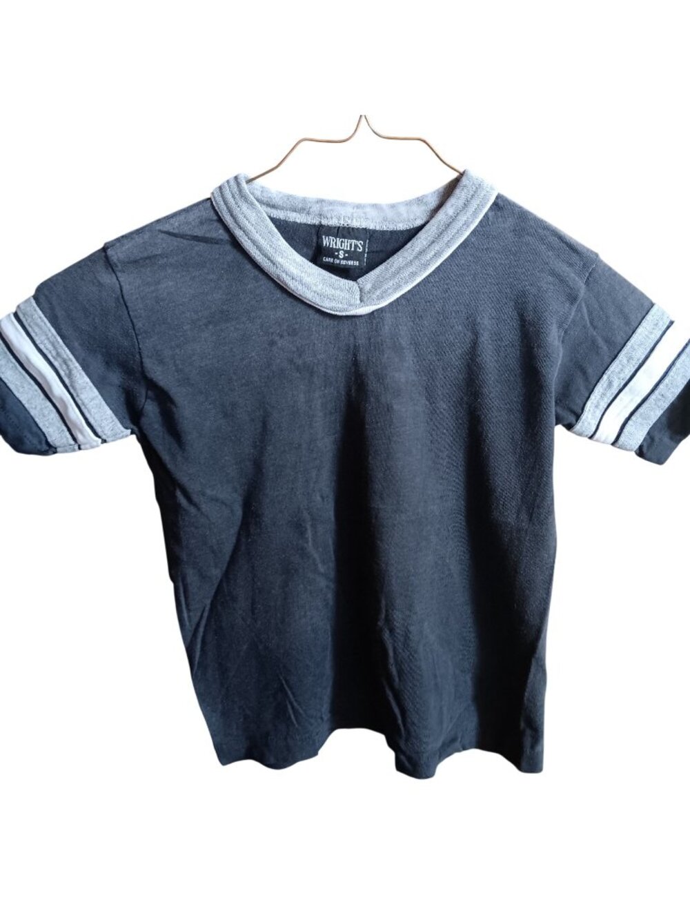 True Vintage Boys Small 6/8 T-shirt Gray Trim Single Stitch Buttery Trash